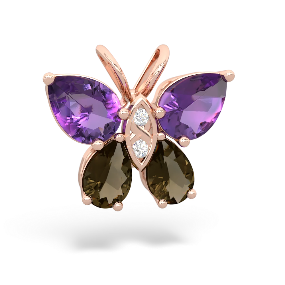 Amethyst Butterfly 14K Rose Gold pendant P2215