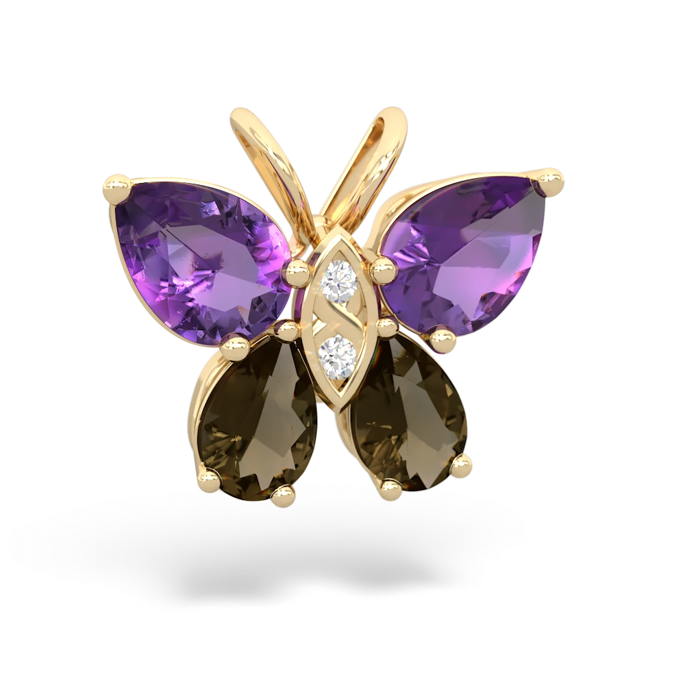 Amethyst Butterfly 14K Yellow Gold pendant P2215