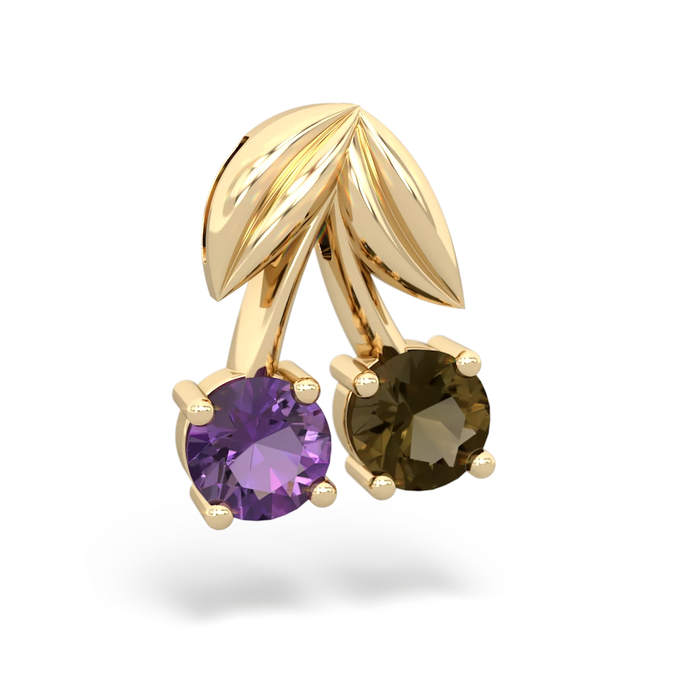 Amethyst Sweet Cherries 14K Yellow Gold pendant P7001