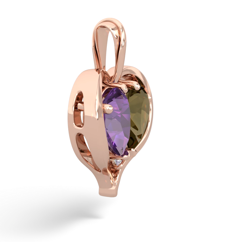 Amethyst Two Become One 14K Rose Gold pendant P5330