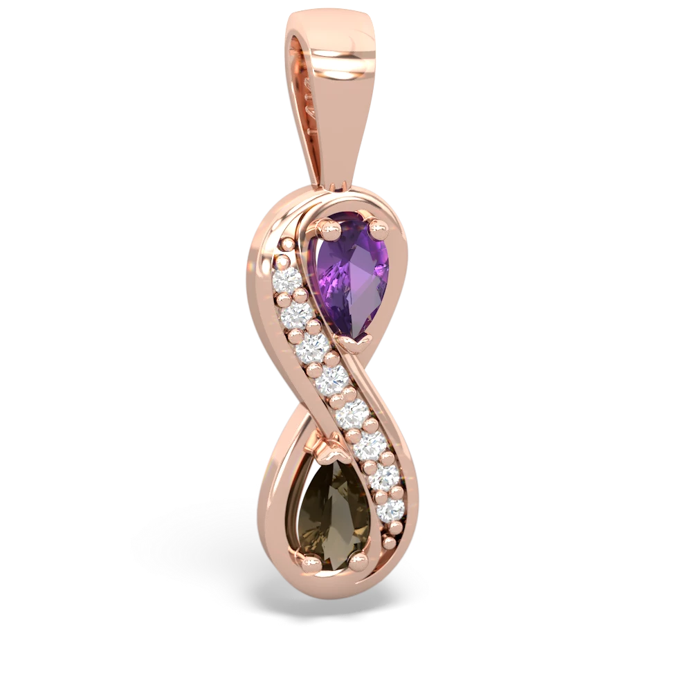 Amethyst Diamond Infinity 14K Rose Gold pendant P5390