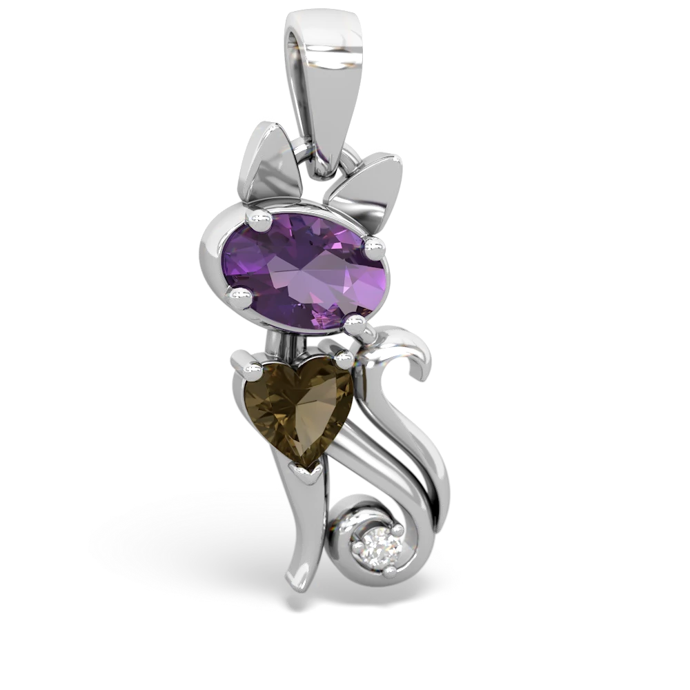 Amethyst Kitten 14K White Gold pendant P5780