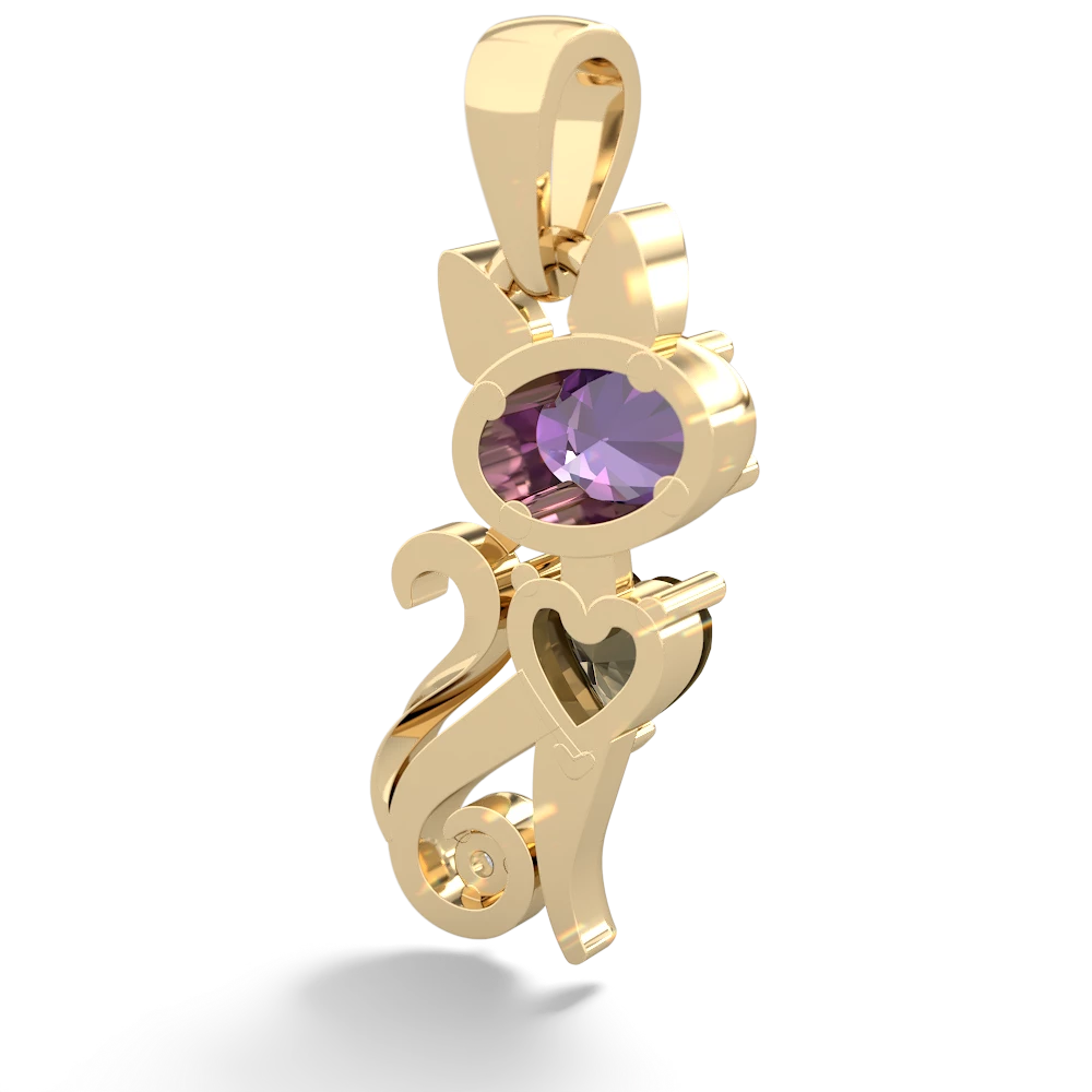 Amethyst Kitten 14K Yellow Gold pendant P5780