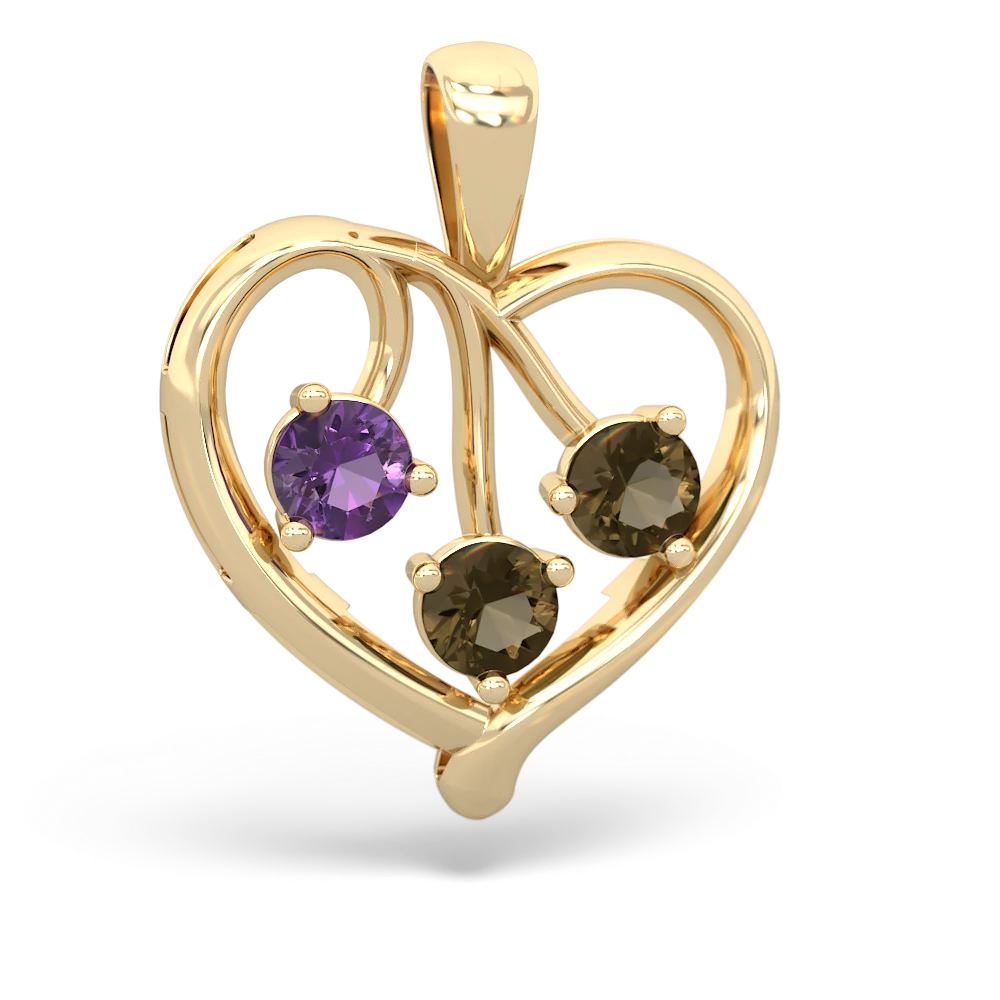 Amethyst Glowing Heart 14K Yellow Gold pendant P2233