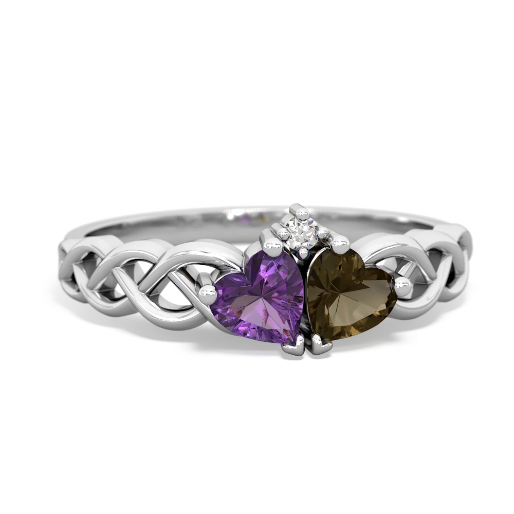 Amethyst Heart To Heart Braid 14K White Gold ring R5870