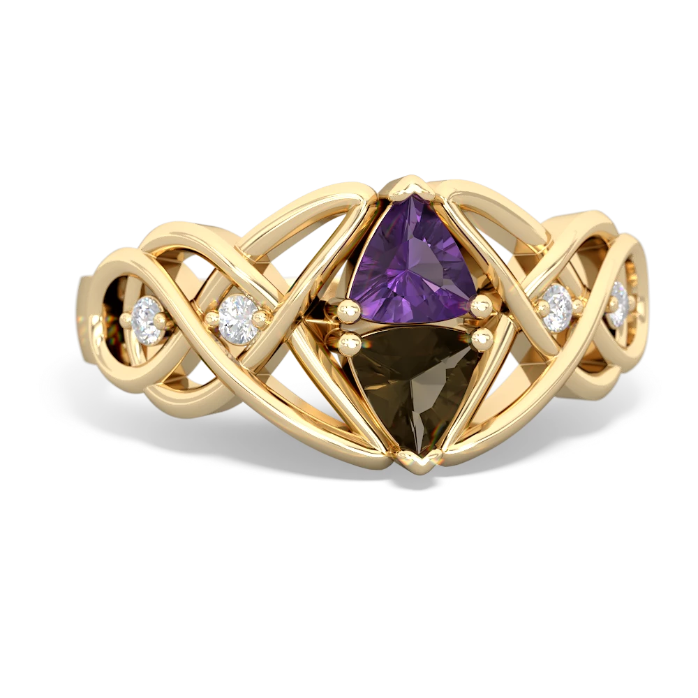 Amethyst Keepsake Celtic Knot 14K Yellow Gold ring R5300