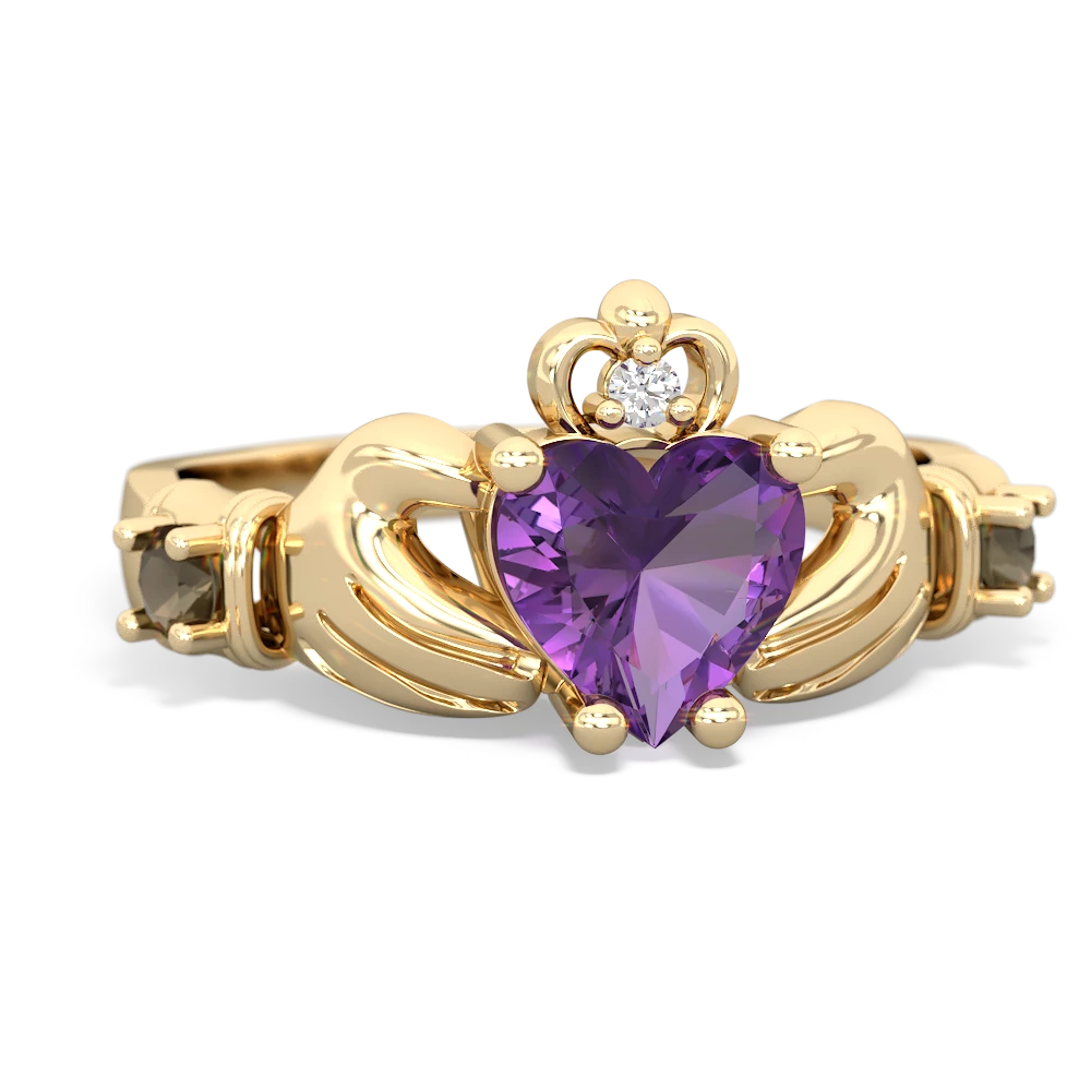 Amethyst Claddagh Keepsake 14K Yellow Gold ring R5245