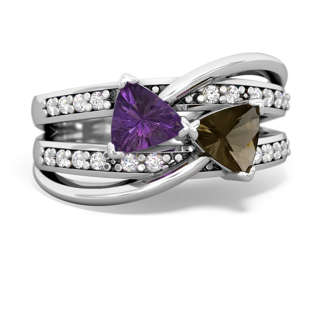 Amethyst Bowtie 14K White Gold ring R2360