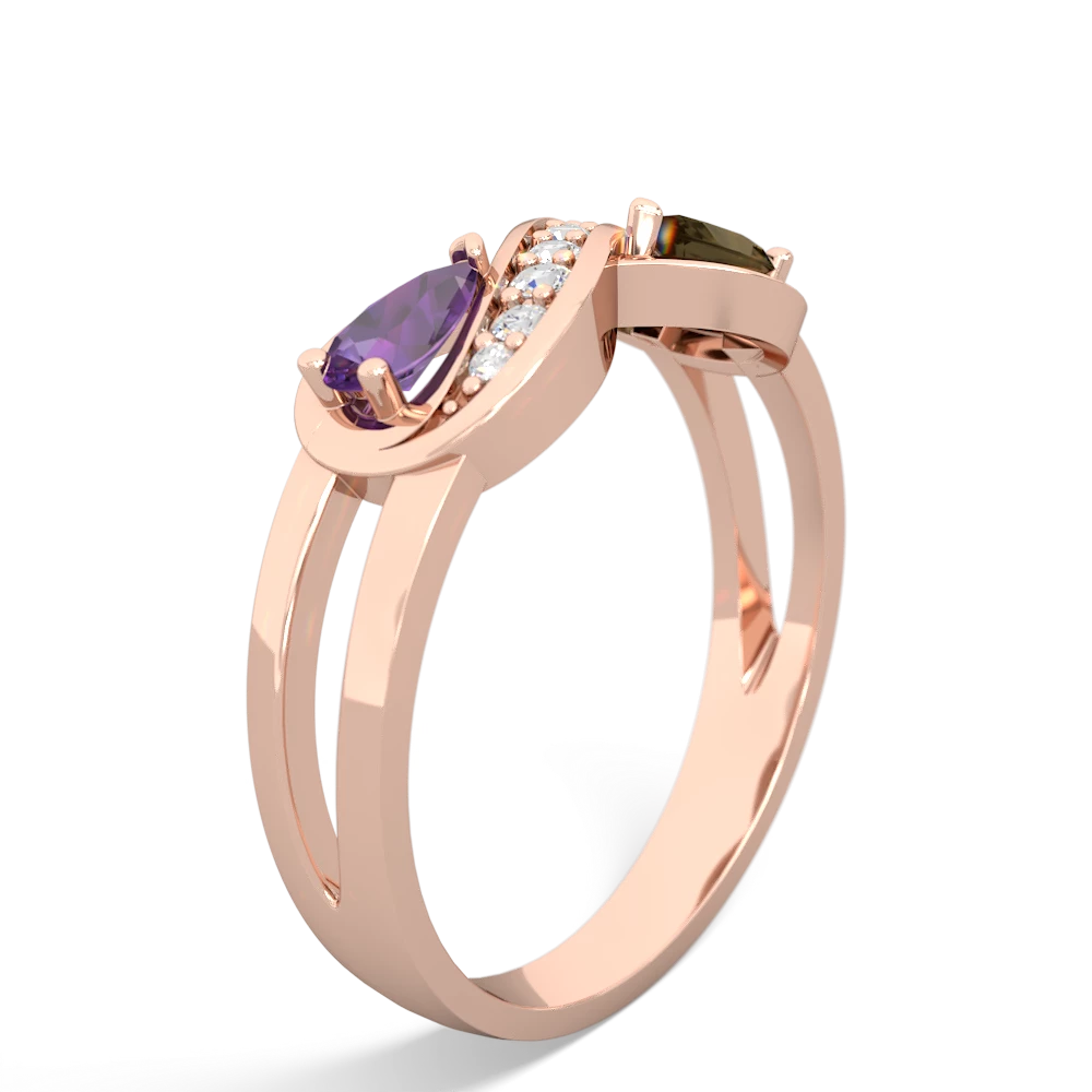 Amethyst Diamond Infinity 14K Rose Gold ring R5390