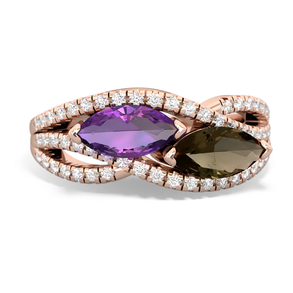 Amethyst Diamond Rivers 14K Rose Gold ring R3070