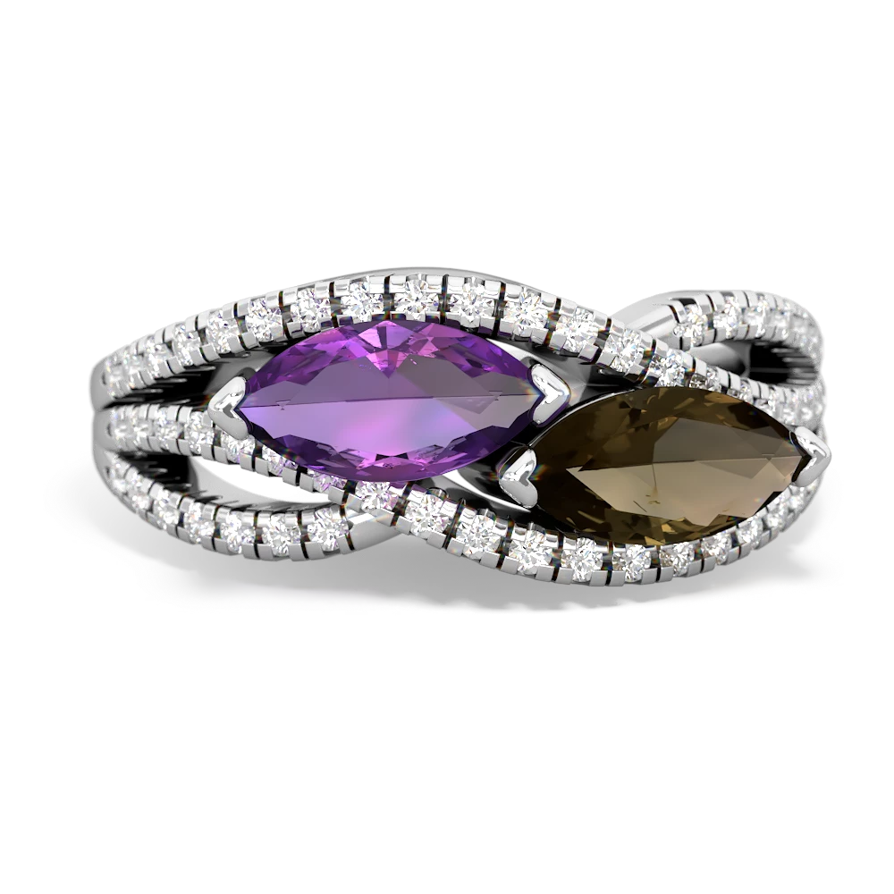 Amethyst Diamond Rivers 14K White Gold ring R3070