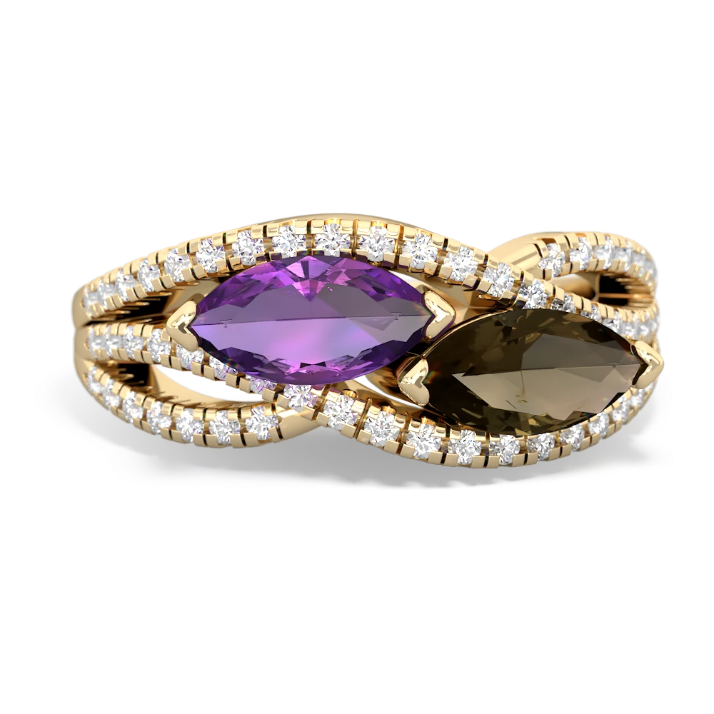 Amethyst Diamond Rivers 14K Yellow Gold ring R3070