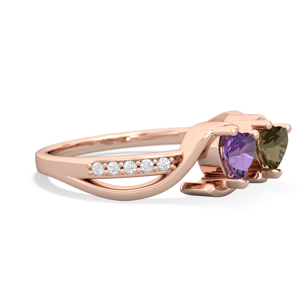 Amethyst Side By Side 14K Rose Gold ring R3090