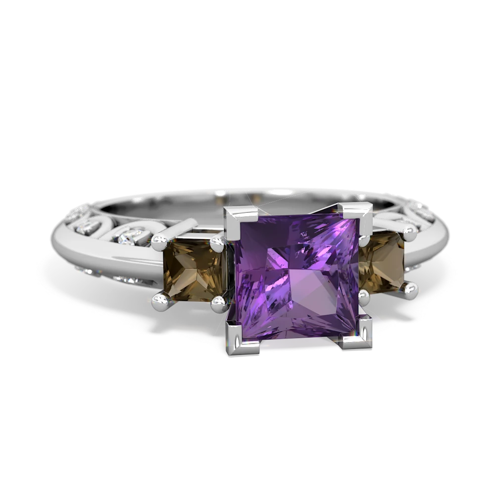 Amethyst Eternal Embrace Engagement 14K White Gold ring C2001