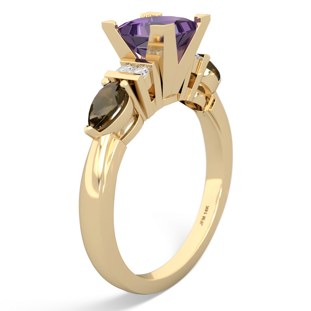 Amethyst 6Mm Princess Eternal Embrace Engagement 14K Yellow Gold ring C2002