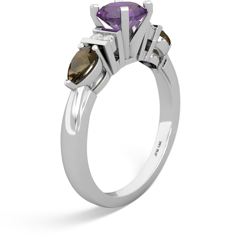 Amethyst 6Mm Round Eternal Embrace Engagement 14K White Gold ring R2005