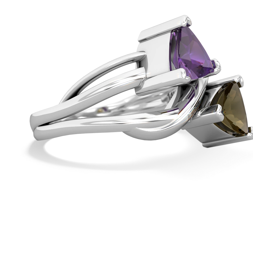 Amethyst Split Band Swirl 14K White Gold ring R2341