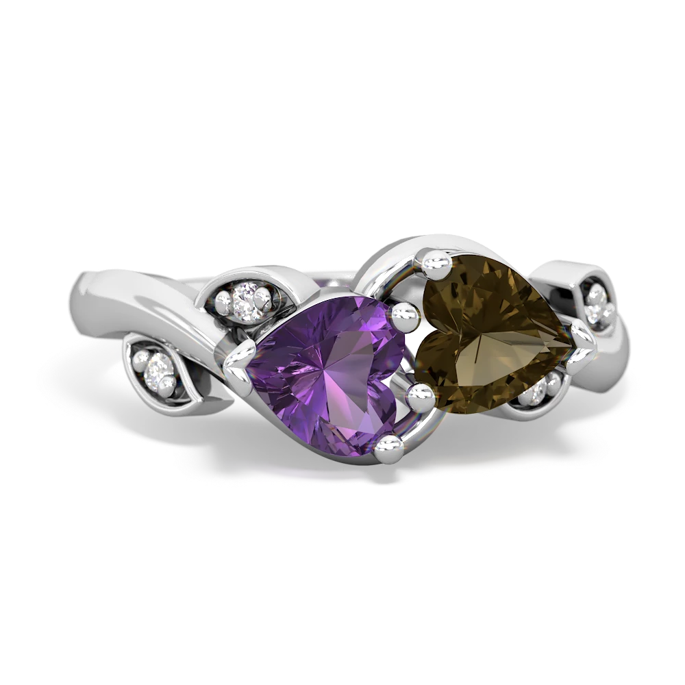 Amethyst Floral Elegance 14K White Gold ring R5790