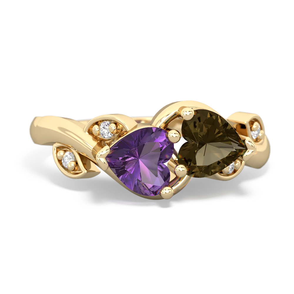 Amethyst Floral Elegance 14K Yellow Gold ring R5790