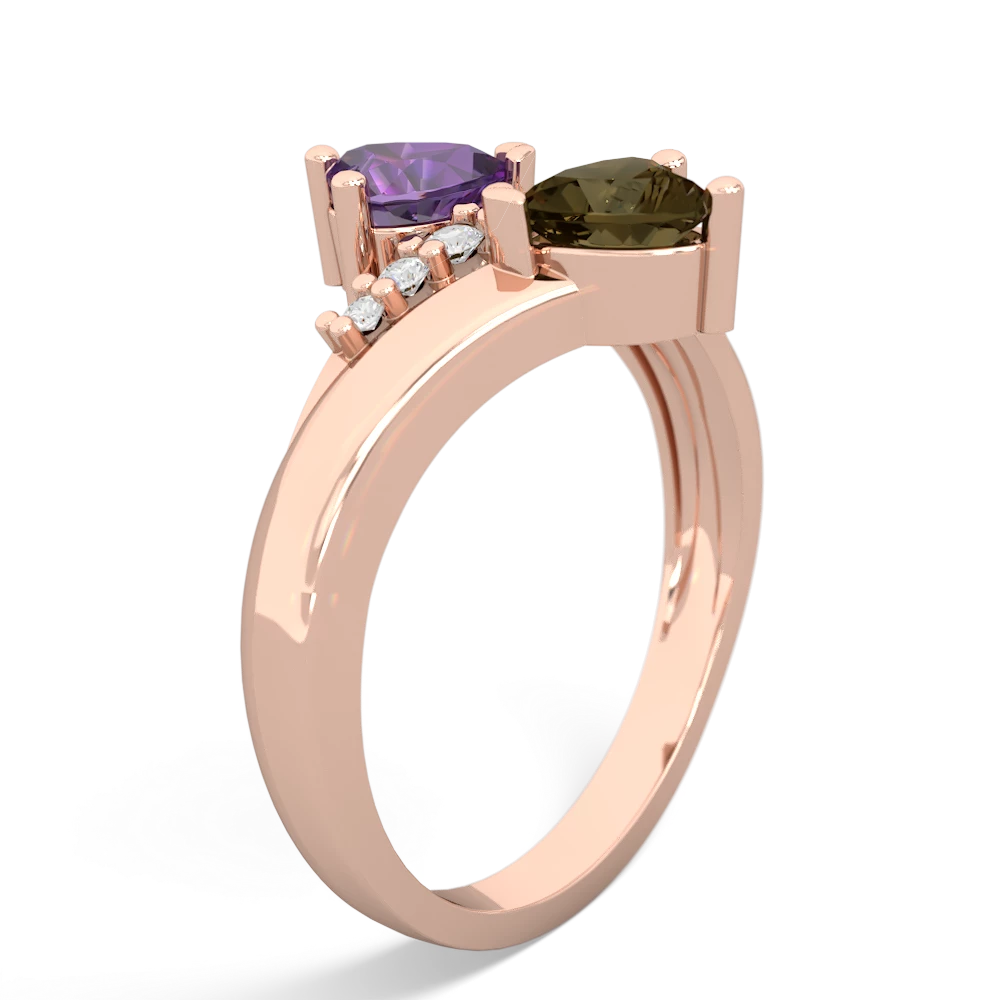 Amethyst Heart To Heart 14K Rose Gold ring R2064