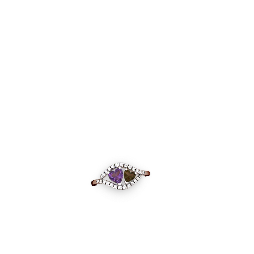 Amethyst Mother And Child 14K White Gold ring R3010