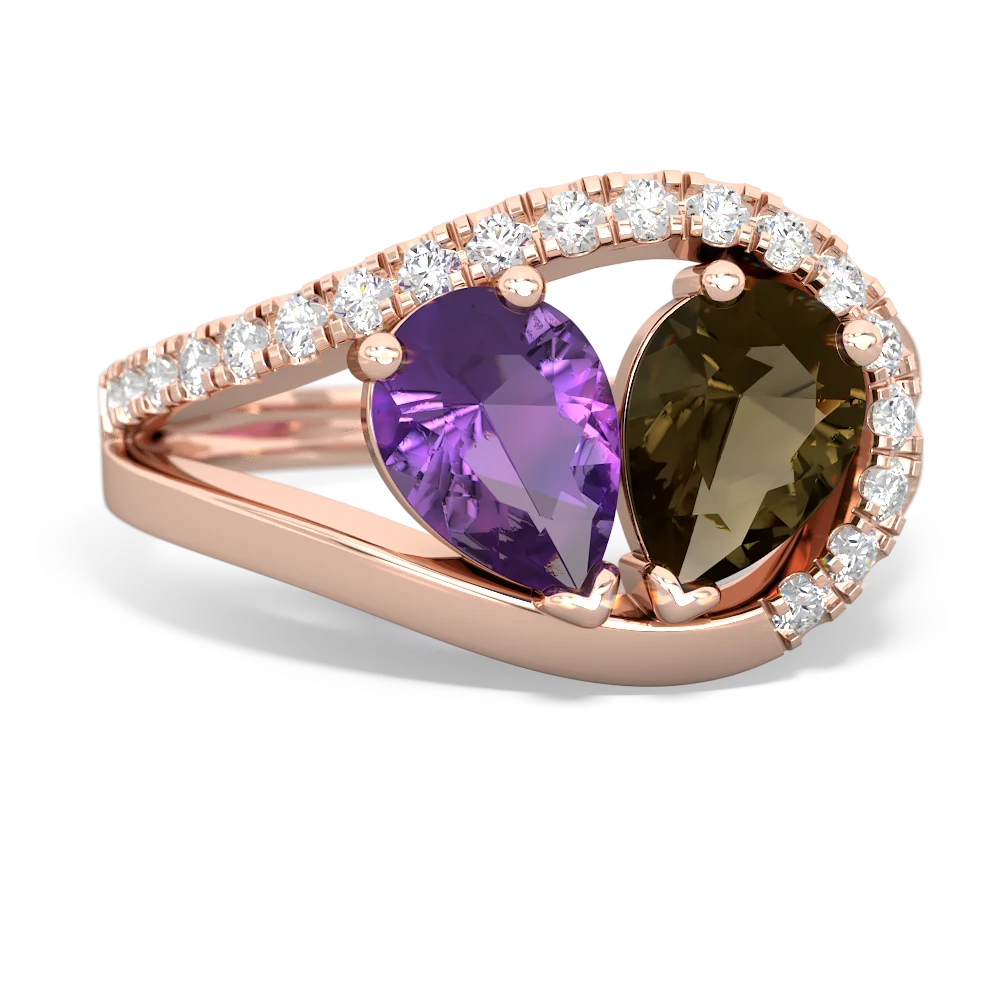 Amethyst Nestled Heart Keepsake 14K Rose Gold ring R5650