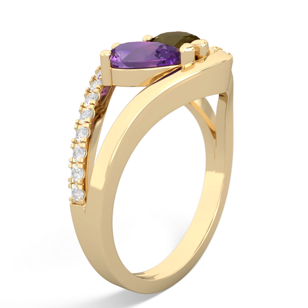 Amethyst Nestled Heart Keepsake 14K Yellow Gold ring R5650