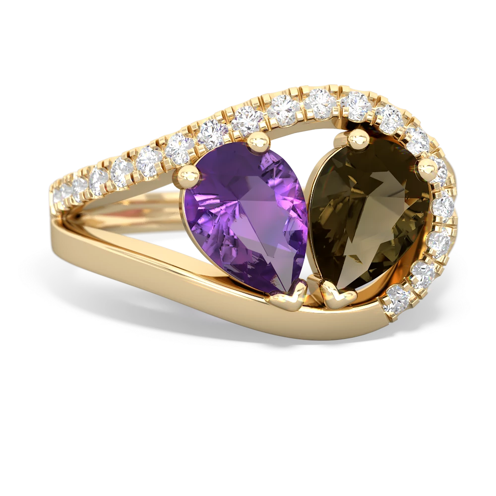 Amethyst Nestled Heart Keepsake 14K Yellow Gold ring R5650