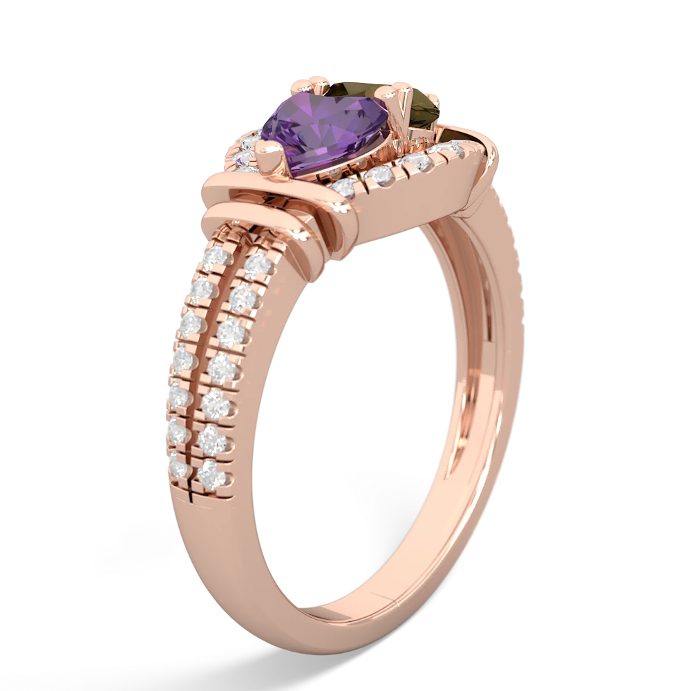 Amethyst Art-Deco Keepsake 14K Rose Gold ring R5630