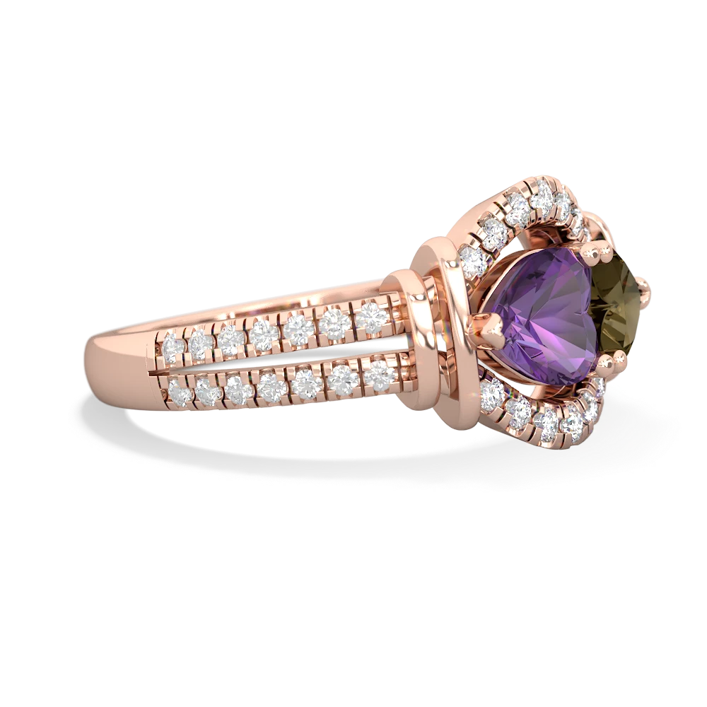 Amethyst Art-Deco Keepsake 14K Rose Gold ring R5630