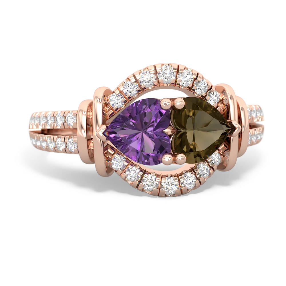 Amethyst Art-Deco Keepsake 14K Rose Gold ring R5630