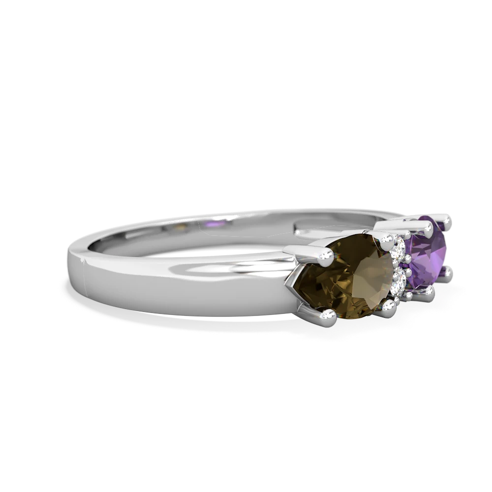 Amethyst Pear Bowtie 14K White Gold ring R0865