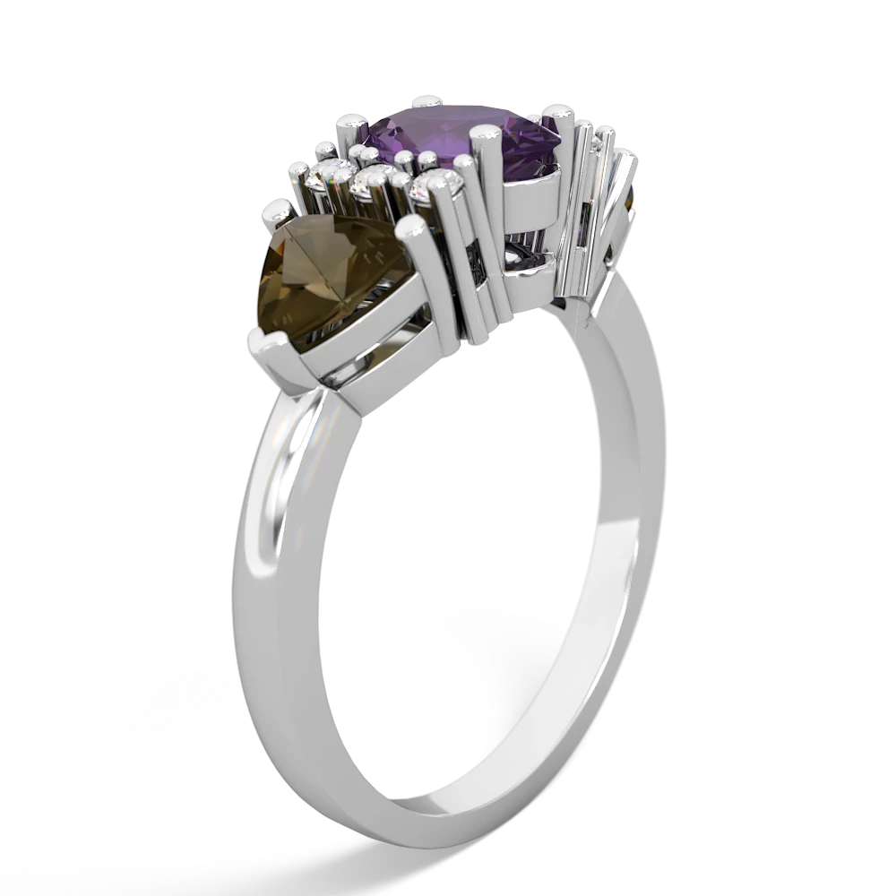 Amethyst Antique Style Three Stone 14K White Gold ring R2186