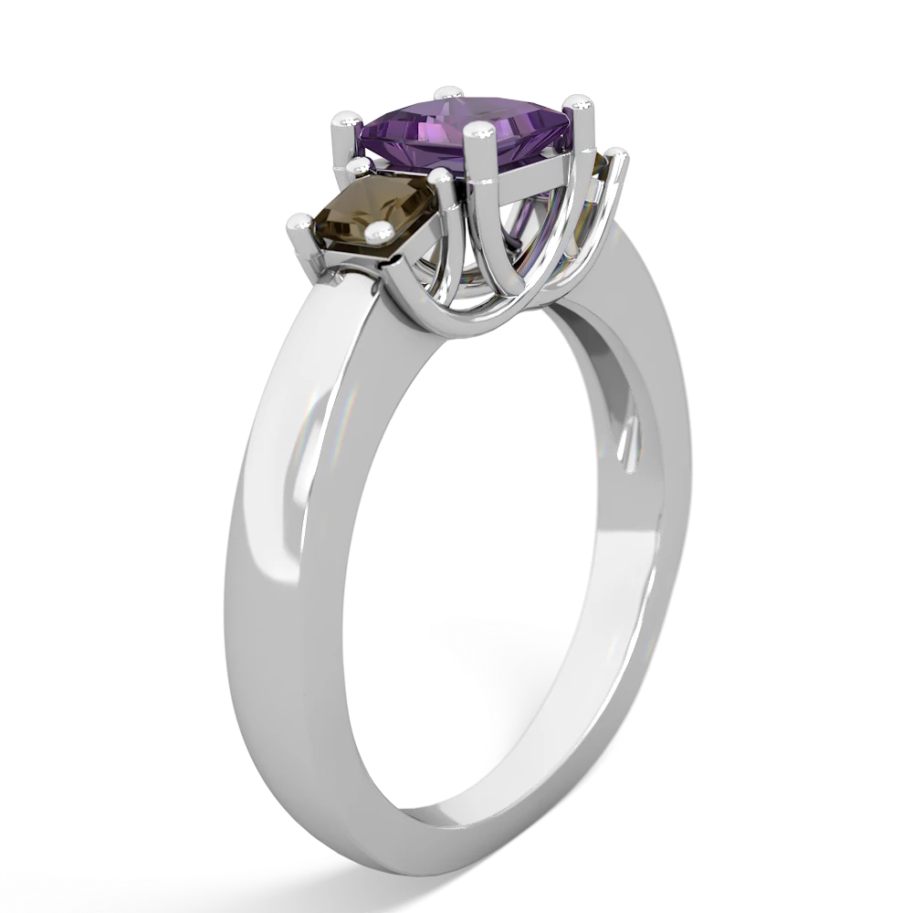 Amethyst Three Stone Trellis 14K White Gold ring R4015