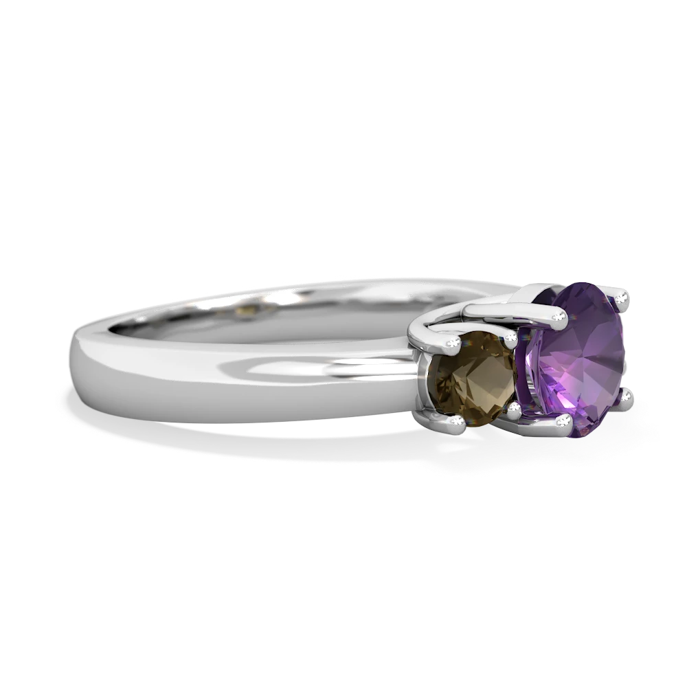 Amethyst Three Stone Round Trellis 14K White Gold ring R4018