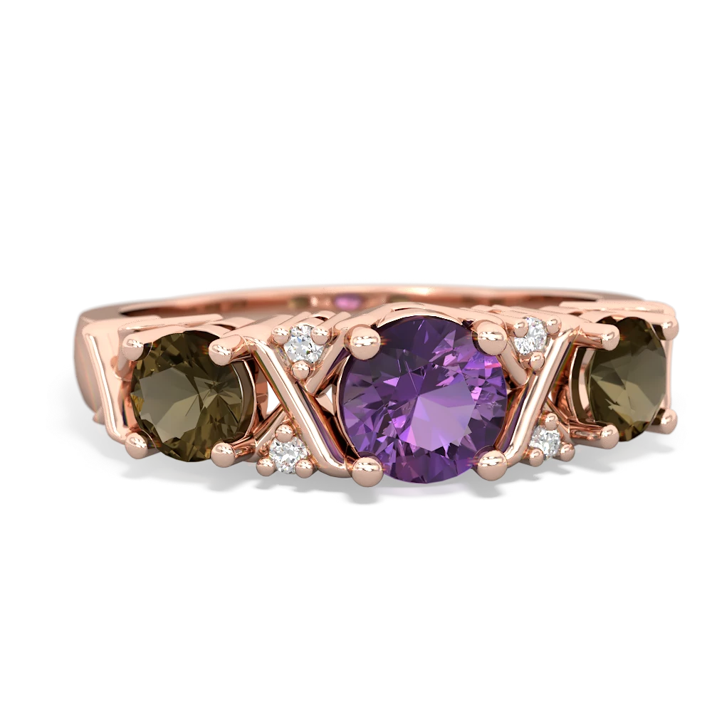 Amethyst Hugs And Kisses 14K Rose Gold ring R5016