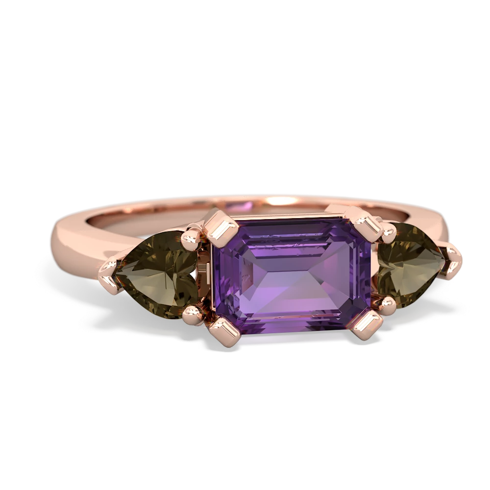 Amethyst Three Stone 14K Rose Gold ring R5235