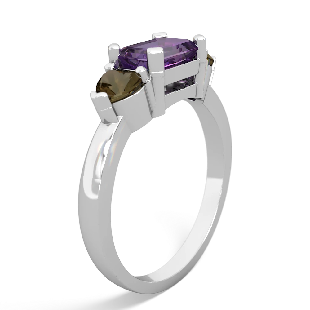 Amethyst Three Stone 14K White Gold ring R5235