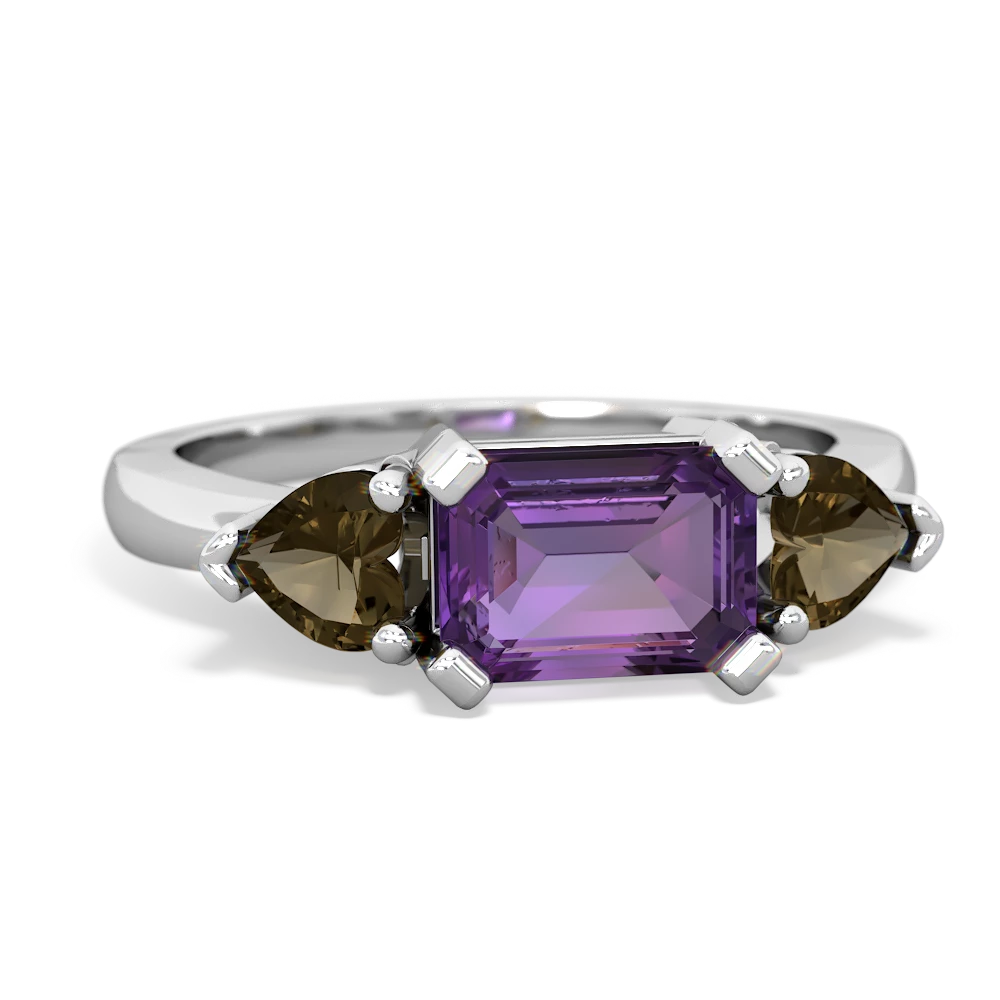 Amethyst Three Stone 14K White Gold ring R5235