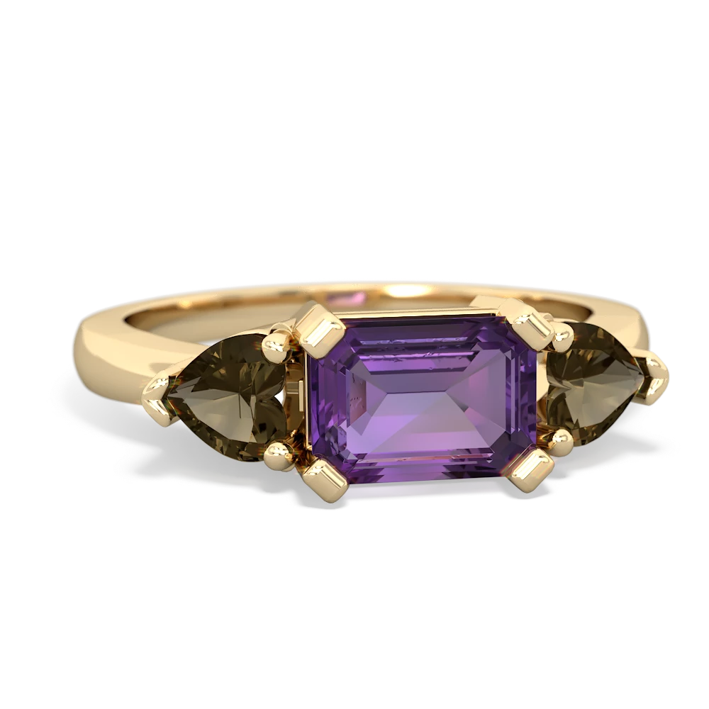 Amethyst Three Stone 14K Yellow Gold ring R5235