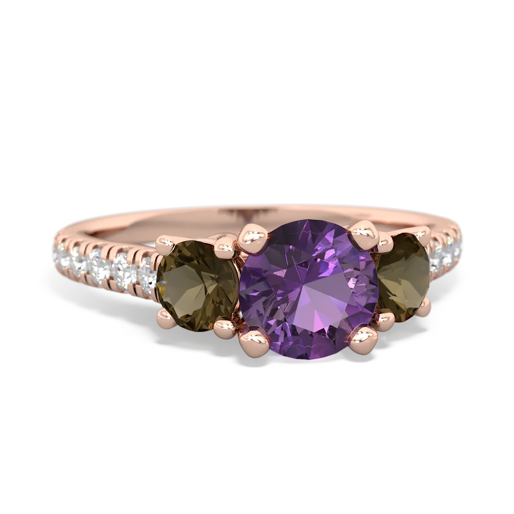 Amethyst Pave Trellis 14K Rose Gold ring R5500