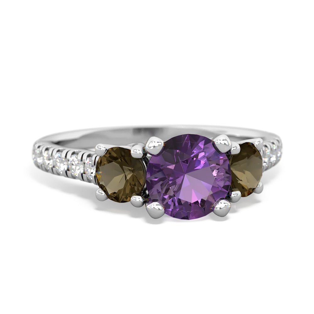 Amethyst Pave Trellis 14K White Gold ring R5500