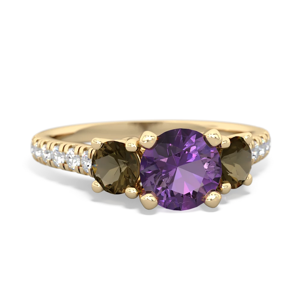 Amethyst Pave Trellis 14K Yellow Gold ring R5500