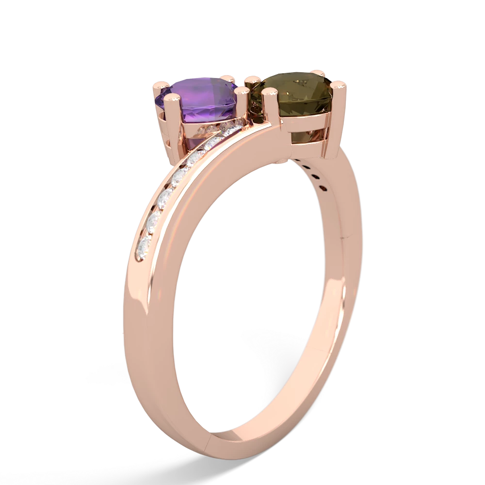 Amethyst Channel Set Two Stone 14K Rose Gold ring R5303