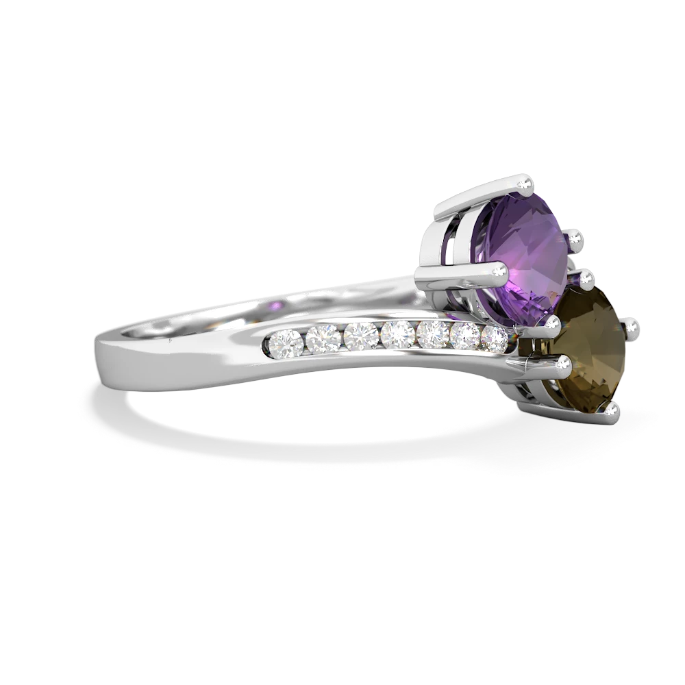 Amethyst Channel Set Two Stone 14K White Gold ring R5303