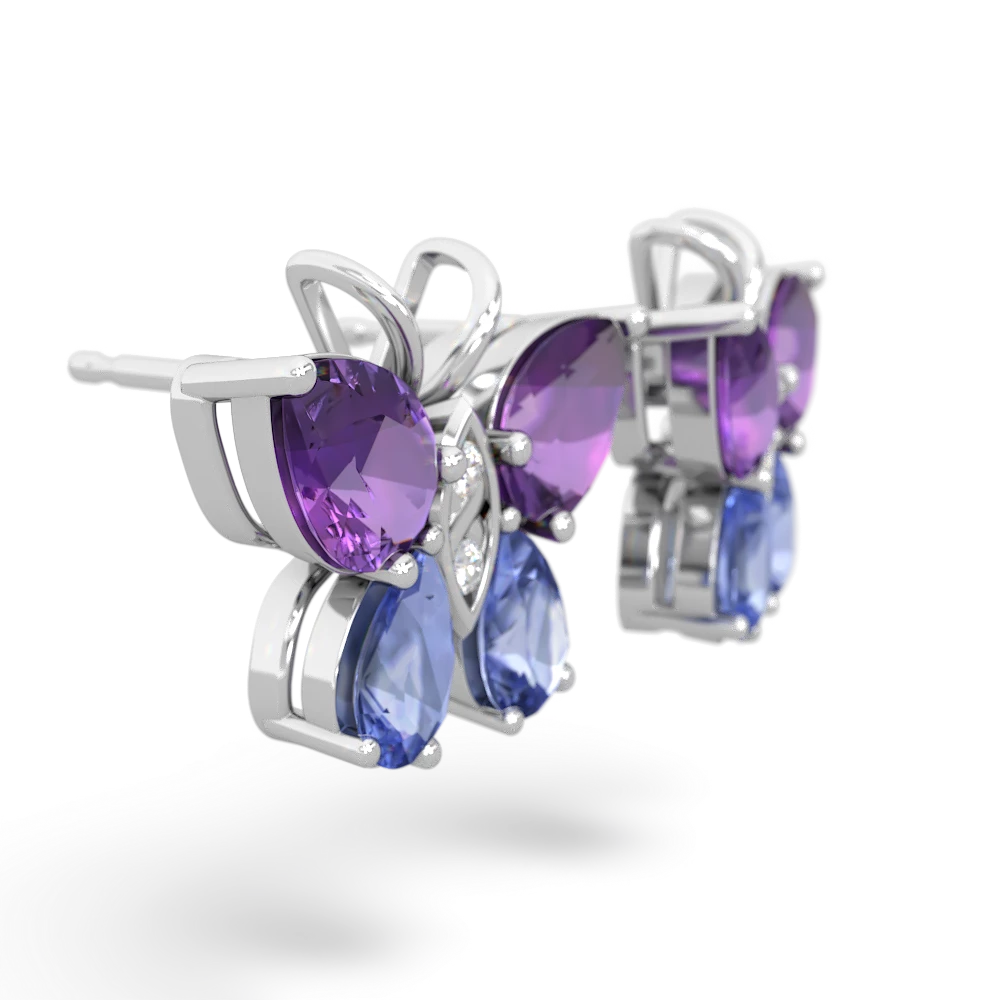 Amethyst Butterfly 14K White Gold earrings E2215