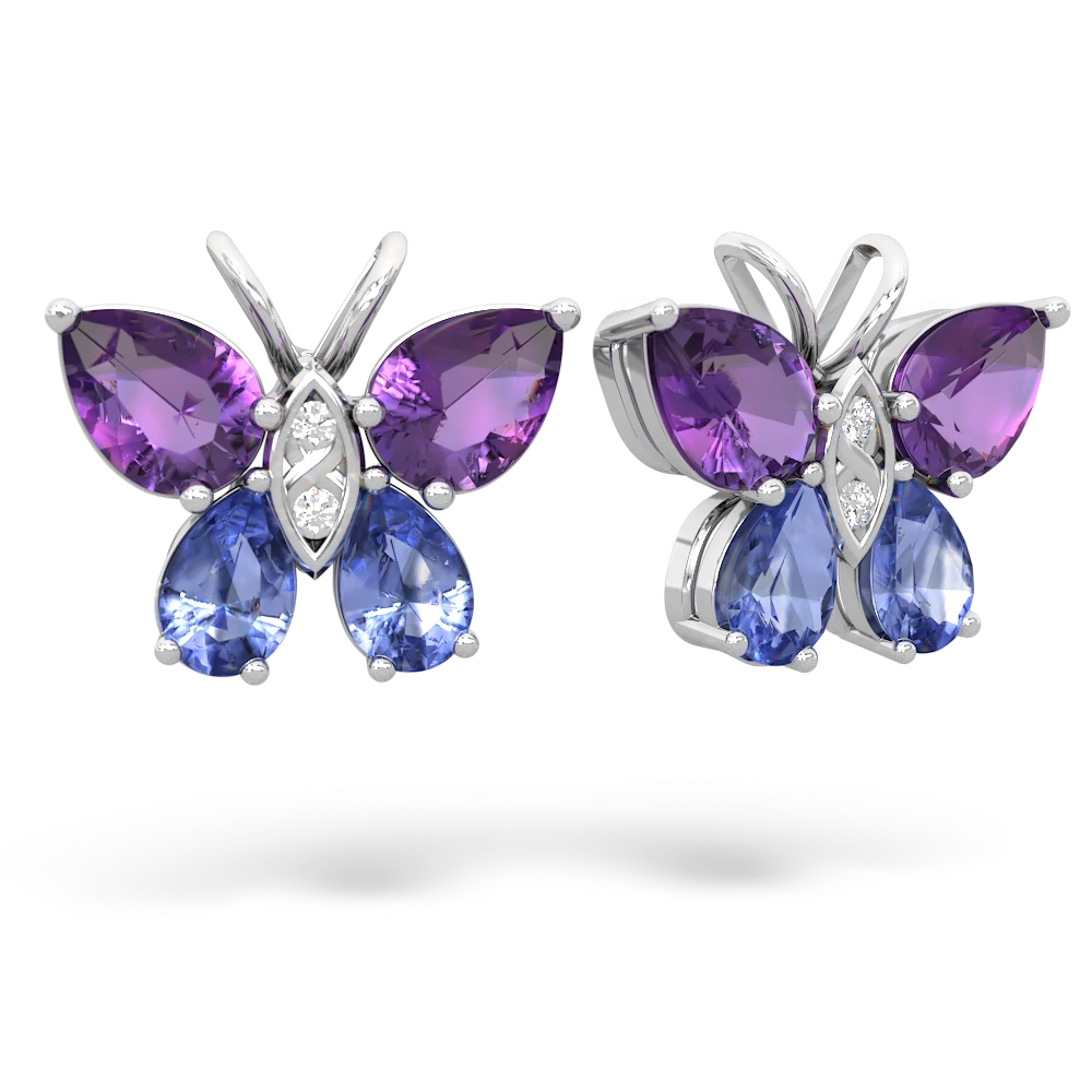 Amethyst Butterfly 14K White Gold earrings E2215