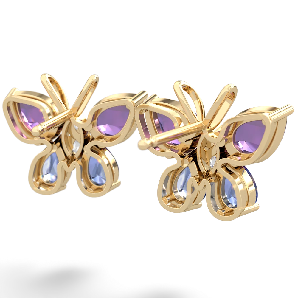 Amethyst Butterfly 14K Yellow Gold earrings E2215