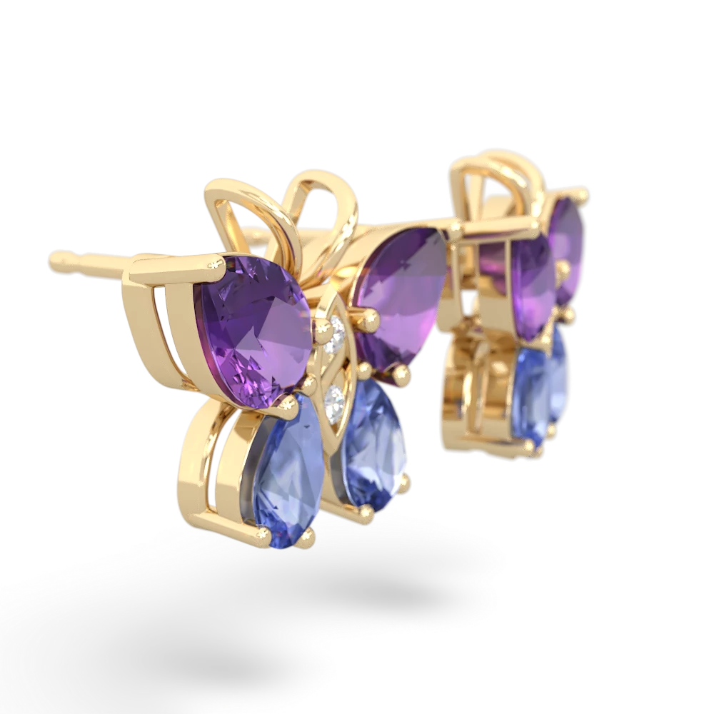 Amethyst Butterfly 14K Yellow Gold earrings E2215