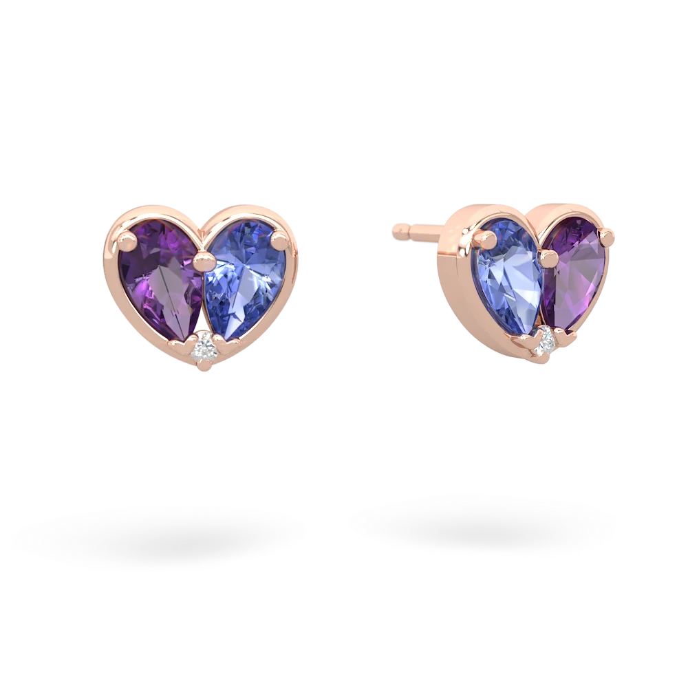 Amethyst 'Our Heart' 14K Rose Gold earrings E5072